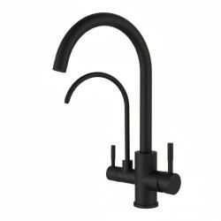 Welland Rialto 3 utas / vízszűrős mosogató csaptelep (fekete)