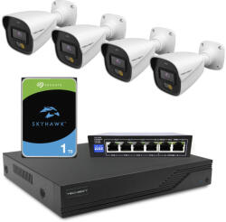 Techson TCR I12 S04-NS 4 csatornás IP rögzítő + 1 TB HDD + 1 db TCS-AGP04-2GU switch + 4 db EC5 C904 (TCRI12S04NS_1TB_HDD_ST1_AGP04_4dbEH1C904)