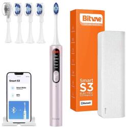 Bitvae Sonic toothbrush with app, tips set and travel etui S3 (pink) (S3 Pink)