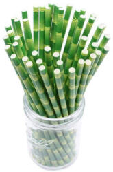 HoReCa Szívószál papír bambusz mintás - 8mm átm. 24cm (BSZIM24)