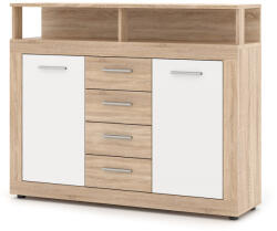 Komód 2 ajtóval és 4 fiókkal Sonoma tölgy / fehér színkombinációban - LUNA MIDI B (wipPULUKOX2SOBB0C3020)