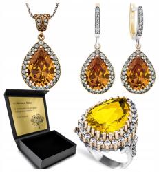 Ottomania 925-ÖS Ezüst Ékszerszett Cirkóniákkal És Citrommal Nőknek Gravírozás (R005_19r)