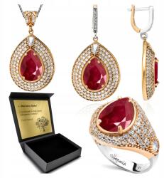 Ottomania Ezüst Ékszer Szett 925 Cirkónia És Rubin Szett Nőknek Gravírozás (R137_25r)