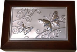 P&O Fémrátétes ékszerdoboz - pillangós (AFAS0068-B-BROWN)