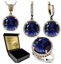 Ottomania 925-AS Ékszerszett Cirkóniákkal És Zafírral Nőknek Gravírozás Ajándék (R032_12r)