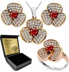 Ottomania Ezüst Ékszer Szett 925 Cirkónia Gránát Női Szett Gravírozás (R183_15r)