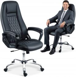 Sofotel Irodai Forgószék, ökobőr, ergonomikus, állítható, fekete, krómozott talp (702-BLACK)