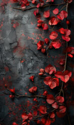 Takoy Függöny panel, fotós háttér 160x265 cm piros virágok a fekete falon