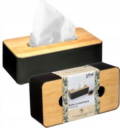5five Simply Smart Elegáns Törlőkendő Tartó Doboz fekete Bambusz fedél (155928C)