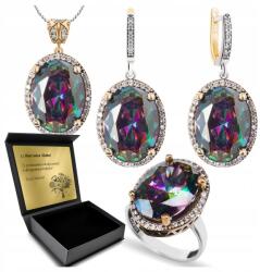 Ottomania 925-ÖS Ezüst Ékszerszett Cirkóniákkal És Misztikus Topázzal Gravírozás (R046_16r)