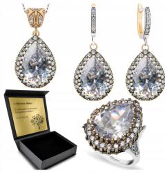 Ottomania 925-ÖS Ezüst Ékszerszett Cirkóniákkal És Topázzal Nőknek Gravírozás (R012_16r)