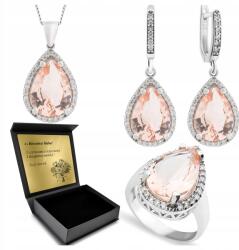 Ottomania Ezüst Ékszer Szett 925 Morganit Cirkónia Női Gravírozás Szett (R069_24r)