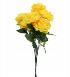 Goliat Mesterséges bazsarózsa csokor Sárga 7 db 36cm Kompozíció Otthoni Dekoráció (FLVXX002/F)