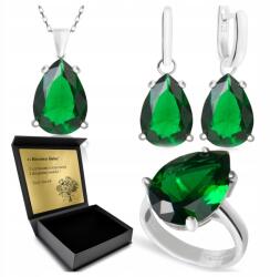 Ottomania 925-ÖS Ezüst Ékszerszett Smaragddal Női Szett Gravírozás (R054_24r)