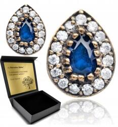 Ottomania Ezüst fülbevalók Kis Zafír és Strassz Női Kézműves Gravírozás (kpl-097k)