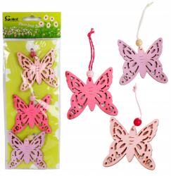 Goliat Pillangók fa medál szett 3 db-os rózsaszín (SHY-F1955P)