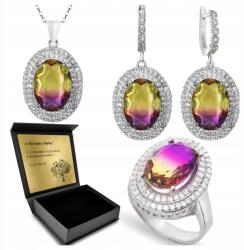 Ottomania 925-ÖS Ezüst Ékszerszett Ametrin Cirkóniákkal Nőknek Gravírozás (R057_26r)