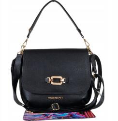 Massimo Connti Massimo Contti kézitáska postás táska fekete bőr Ökológiai cserélhető fedél (731C)