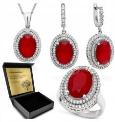 Ottomania Ezüst Ékszer Szett 925 Cirkónia Rubin Női Szett Gravírozás (R118_26r)