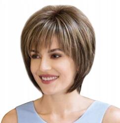 Korbi Női Paróka Haj Rövid Frufru Barna Melír Cosplay Jelmez W16 (W16)