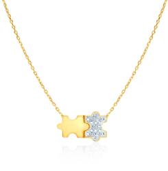SAVICKI Колие с пъзел 585, бели диаманти 0.02К, 42 см