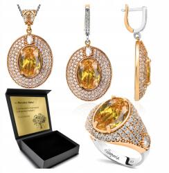 Ottomania Ezüst Ékszer Szett 925 Citrin Cirkónia Női Szett Gravírozás (R153_10r)