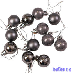  Karácsonyi gömb szett 12 db-os 2, 5cm - Grafit