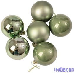  Karácsonyi gömb szett 6 db-os 6cm - Világoszöld