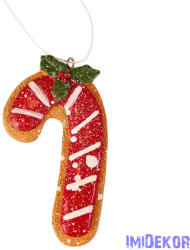  Mézeskalács cukorbot dísz, polirezin, 5 x 8.3cm, kreatív felhasználásra vagy karácsonyfára