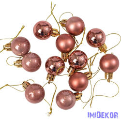  Karácsonyi gömb szett 12 db-os 2, 5cm - Rose gold