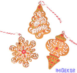  Mézeskalács dísz szett, polirezin, kreatív felhasználásra vagy karácsonyfára