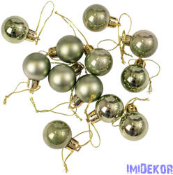  Karácsonyi gömb szett 12 db-os 2, 5cm - Világoszöld