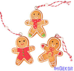  Mézeskalács dísz szett, polirezin, 5, 5 x 4, 5 cm, kreatív felhasználásra vagy karácsonyfára