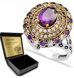 Ottomania Ezüst Gyűrű 925 Cirkónia Ametiszt Ékszer Nőknek Gravírozás (kpl-007p_23r)