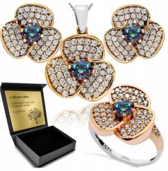 Ottomania Ezüst Ékszer Szett 925 Cirkónia Topáz Szett Nőknek Gravírozás (R184_16r)