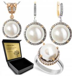 Ottomania 925-ÖS Ezüst Ékszerszett Cirkóniákkal És Gyöngyökkel Nőknek Gravírozás (R030_16r)