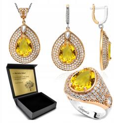 Ottomania Ezüst Ékszer Szett 925 Citrin Cirkónia Női Szett Gravírozás (R132_11r)