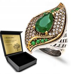 Ottomania Ezüst Gyűrű 925 Cirkónia Smaragd Ékszer Nőknek Gravírozás (kpl-040p_20r)