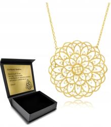 Ottomania Lánc Nyaklánc Ezüst Aranyozott Áttört Rozetta Elegáns Gravírozás (Biżuteria Damska Srebrna Na Święta Choinkę)