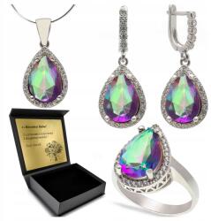 Ottomania Ezüst Ékszer Szett 925 Strasszok És Topáz Szett Nőknek Gravírozás (R068_25r)