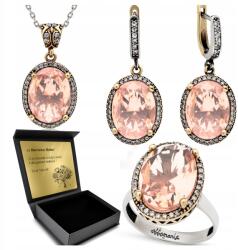 Ottomania Ezüst Ékszer Szett 925 Morganit Cirkónia Női Gravírozás Szett (R117_21r)