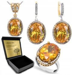 Ottomania 925-ÖS Ezüst Ékszerszett Cirkóniákkal És Citrommal Nőknek Gravírozás (R045_11r)