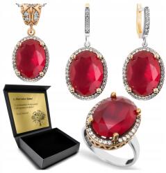 Ottomania 925-ÖS Ezüst Ékszerszett Cirkóniákkal És Rubinnal Nőknek Gravírozás (R048_25r)