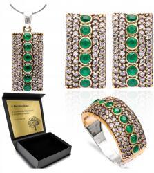 Ottomania Ezüst Ékszer Szett 925 Cirkónia Smaragd Női Gravírozás Szett (kpl-037_11r)