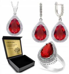 Ottomania Ezüst Ékszer Szett 925 Cirkónia Gránát Női Szett Gravírozás (R079_16r)