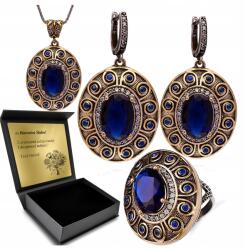 Ottomania Ezüst Ékszer Szett 925 Zafír Cirkónia Női Szett Gravírozás (kpl-011_18r)