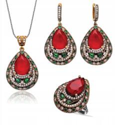 Ottomania Ezüst Ékszer Szett Török Keleti Mintás Strassz Gravírozás (kpl-059_14r)