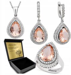 Ottomania Ezüst Ékszer Szett 925 Morganit Cirkónia Női Gravírozás Szett (R111_26r)
