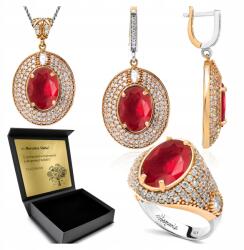 Ottomania Ezüst Ékszer Szett 925 Cirkónia És Rubin Szett Nőknek Gravírozás (R155_25r)