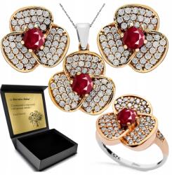 Ottomania Ezüst Ékszer Szett 925 Cirkónia Rubin Női Szett Gravírozás (R185_12r)